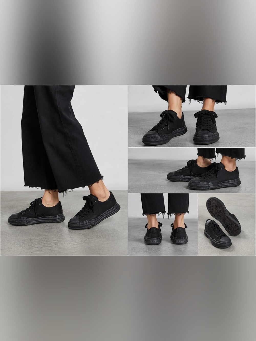 Maison Mihara Yasuhiro MMY Black Canvas Low Top Sneakers US 7 EU 37 Distressed
